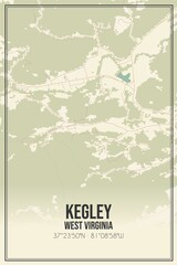 Retro US city map of Kegley, West Virginia. Vintage street map.
