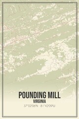 Retro US city map of Pounding Mill, Virginia. Vintage street map.