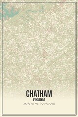 Retro US city map of Chatham, Virginia. Vintage street map.