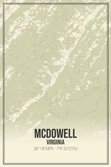Retro US city map of McDowell, Virginia. Vintage street map.