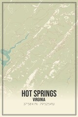 Retro US city map of Hot Springs, Virginia. Vintage street map.