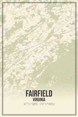 Retro US city map of Fairfield, Virginia. Vintage street map.
