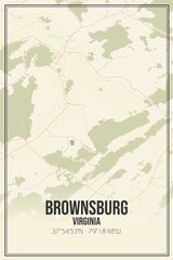 Retro US city map of Brownsburg, Virginia. Vintage street map.