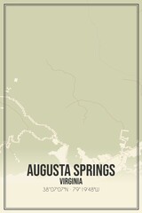 Retro US city map of Augusta Springs, Virginia. Vintage street map.