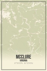 Retro US city map of McClure, Virginia. Vintage street map.