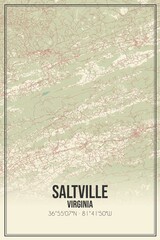 Retro US city map of Saltville, Virginia. Vintage street map.