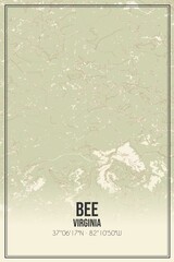 Retro US city map of Bee, Virginia. Vintage street map.