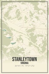 Retro US city map of Stanleytown, Virginia. Vintage street map.