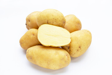 Raw potatoes isolated on white background