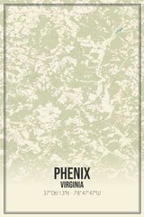 Retro US city map of Phenix, Virginia. Vintage street map.