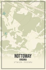 Retro US city map of Nottoway, Virginia. Vintage street map.