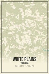 Retro US city map of White Plains, Virginia. Vintage street map.