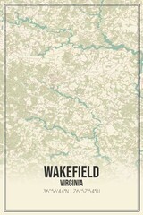 Retro US city map of Wakefield, Virginia. Vintage street map.