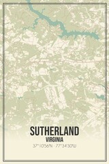 Retro US city map of Sutherland, Virginia. Vintage street map.