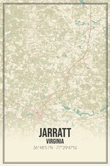 Retro US city map of Jarratt, Virginia. Vintage street map.