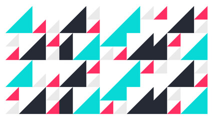 Fototapeta premium The background is a geometric pattern in red, bone white, black, and turquoise pastel colors. 