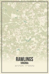 Retro US city map of Rawlings, Virginia. Vintage street map.