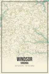 Retro US city map of Windsor, Virginia. Vintage street map.