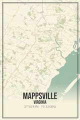 Retro US city map of Mappsville, Virginia. Vintage street map.