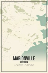 Retro US city map of Marionville, Virginia. Vintage street map.