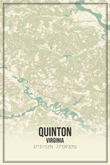 Retro US city map of Quinton, Virginia. Vintage street map.
