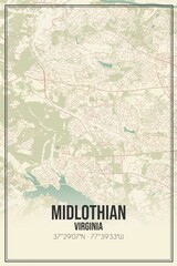 Obraz premium Retro US city map of Midlothian, Virginia. Vintage street map.