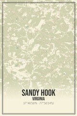 Retro US city map of Sandy Hook, Virginia. Vintage street map.