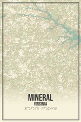 Retro US city map of Mineral, Virginia. Vintage street map.