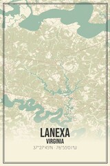 Retro US city map of Lanexa, Virginia. Vintage street map.