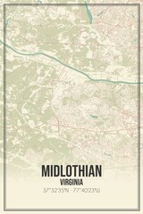 Obraz premium Retro US city map of Midlothian, Virginia. Vintage street map.