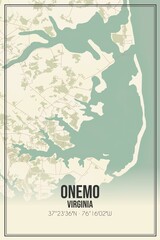 Retro US city map of Onemo, Virginia. Vintage street map.