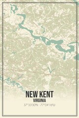 Retro US city map of New Kent, Virginia. Vintage street map.