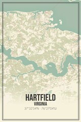 Retro US city map of Hartfield, Virginia. Vintage street map.