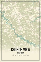 Retro US city map of Church View, Virginia. Vintage street map.