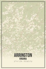 Retro US city map of Arrington, Virginia. Vintage street map.