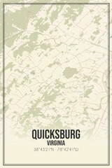 Retro US city map of Quicksburg, Virginia. Vintage street map.