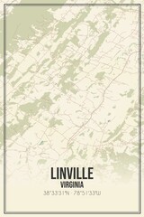 Retro US city map of Linville, Virginia. Vintage street map.