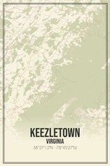 Retro US city map of Keezletown, Virginia. Vintage street map.