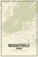 Retro US city map of McGaheysville, Virginia. Vintage street map.