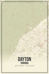 Retro US city map of Dayton, Virginia. Vintage street map.