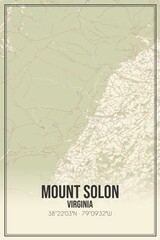 Retro US city map of Mount Solon, Virginia. Vintage street map.