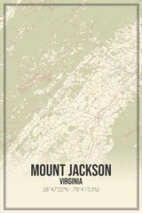 Retro US city map of Mount Jackson, Virginia. Vintage street map.