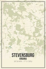 Retro US city map of Stevensburg, Virginia. Vintage street map.