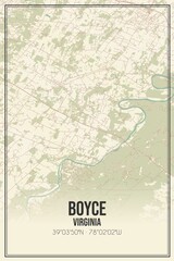 Retro US city map of Boyce, Virginia. Vintage street map.
