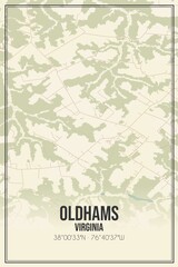 Retro US city map of Oldhams, Virginia. Vintage street map.