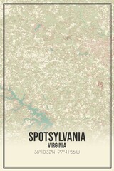 Retro US city map of Spotsylvania, Virginia. Vintage street map.