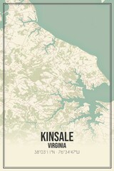 Retro US city map of Kinsale, Virginia. Vintage street map.
