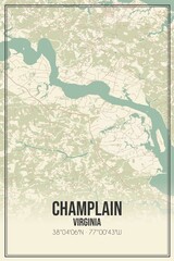 Retro US city map of Champlain, Virginia. Vintage street map.