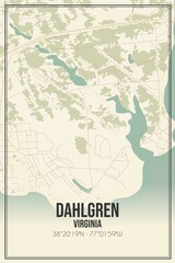 Retro US city map of Dahlgren, Virginia. Vintage street map.