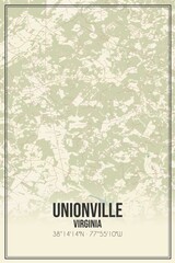 Retro US city map of Unionville, Virginia. Vintage street map.